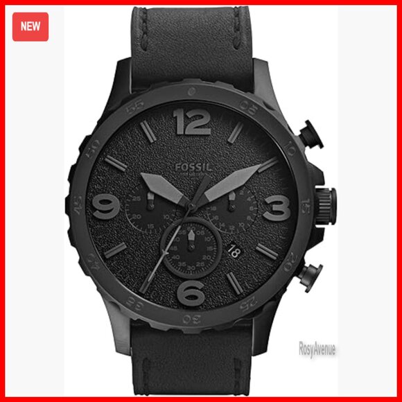 Men's Oversized Chronograph Watch Stainless Steel Case Leather Strap